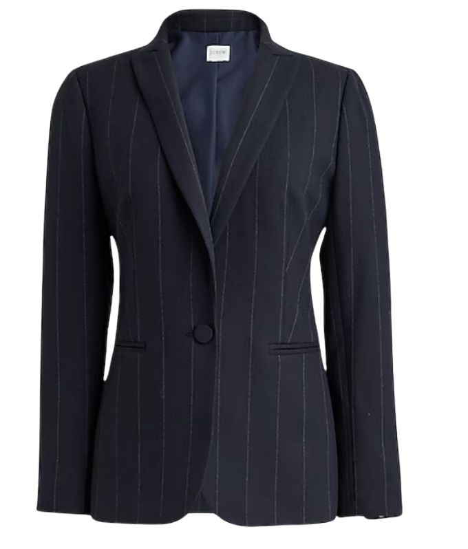 One-Button Blazer in Pinstripe